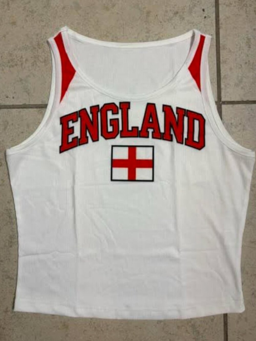 Women's ENGLAND Tank Top Medium Ribbed White Red Soccer World Cup NEW NWOT